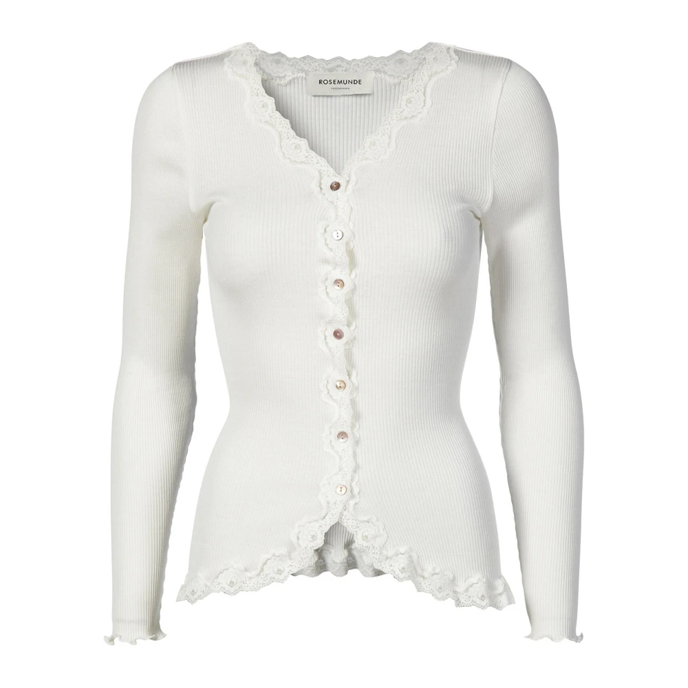 Rosemunde Feminin Spets Kant Cardigan Vit White, Dam