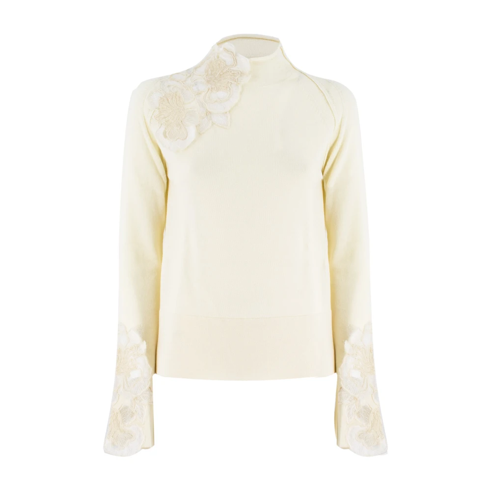 Ermanno Scervino Bloemenkant Coltrui Sweater Beige Dames
