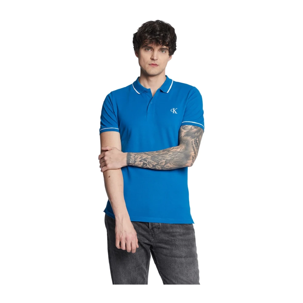 Calvin Klein Men's Blue Polo Shirts, Xs, Polo Shirt Slim Fit