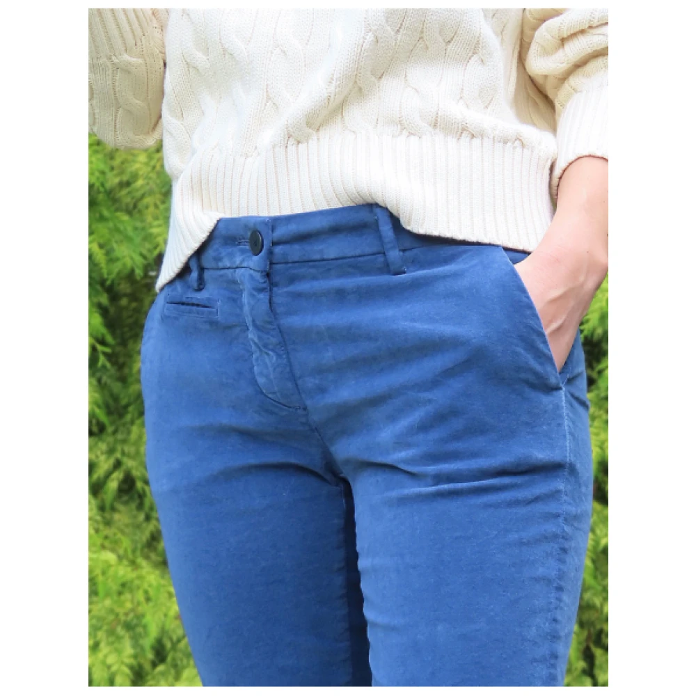 Mason's Slimme New York Fluwelen Broek Blue Dames