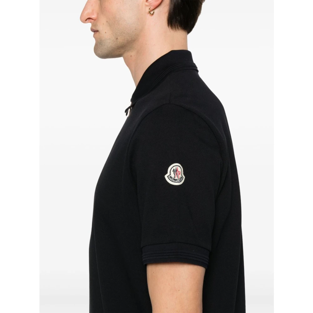 Moncler Blauw Poloshirt met Ritssluiting Blue Heren
