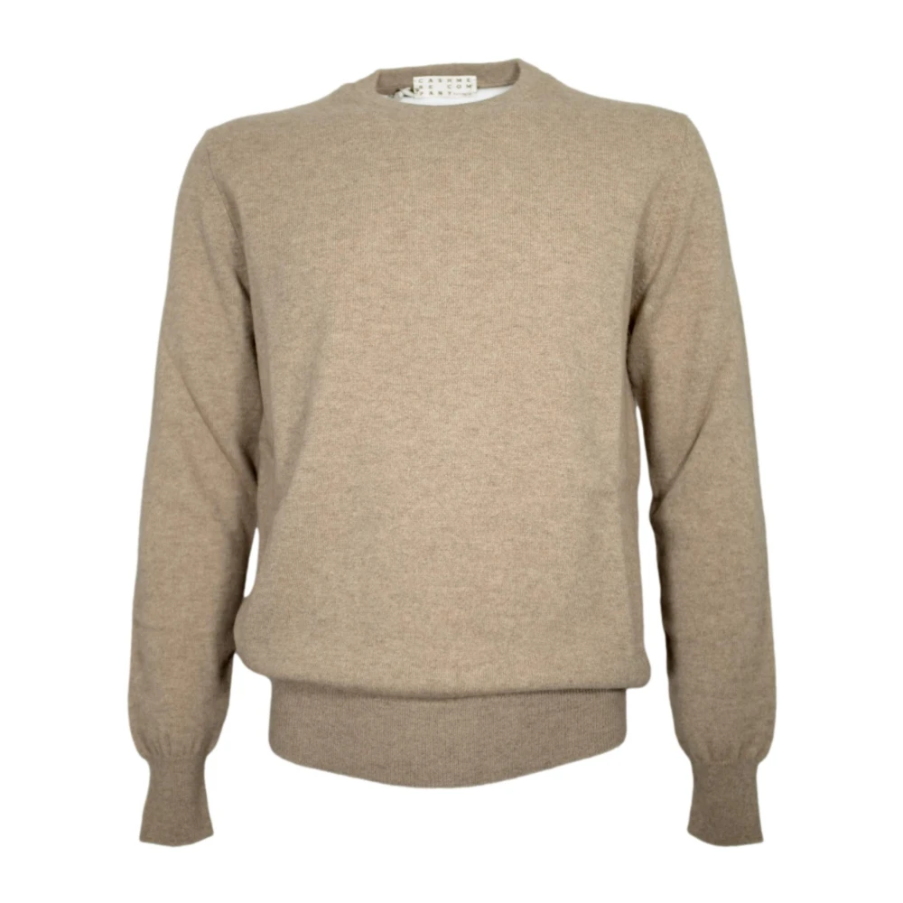 Cashmere Company Men's Beige Cashmere Knitwear, M, Maglia Girocollo In Puro Cashmere