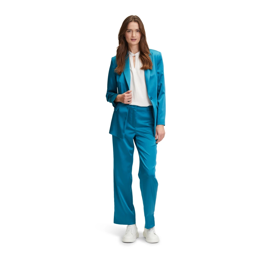 Betty & Co Elegante broek met zijsplitten Blue Dames