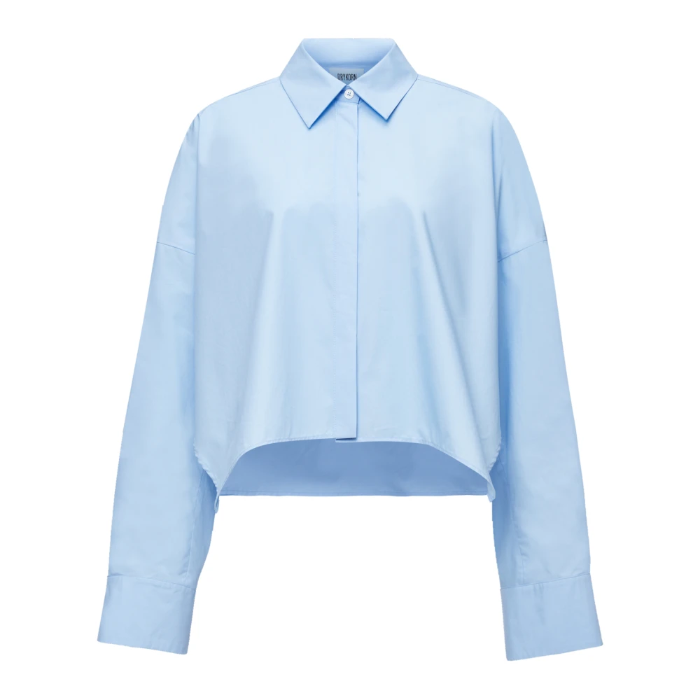 Drykorn Boxy Style Blouse met Verborgen Knopen Blue Dames