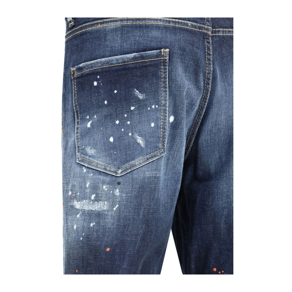 Dsquared2 Vintage Straight Jeans met leren details Blue Heren
