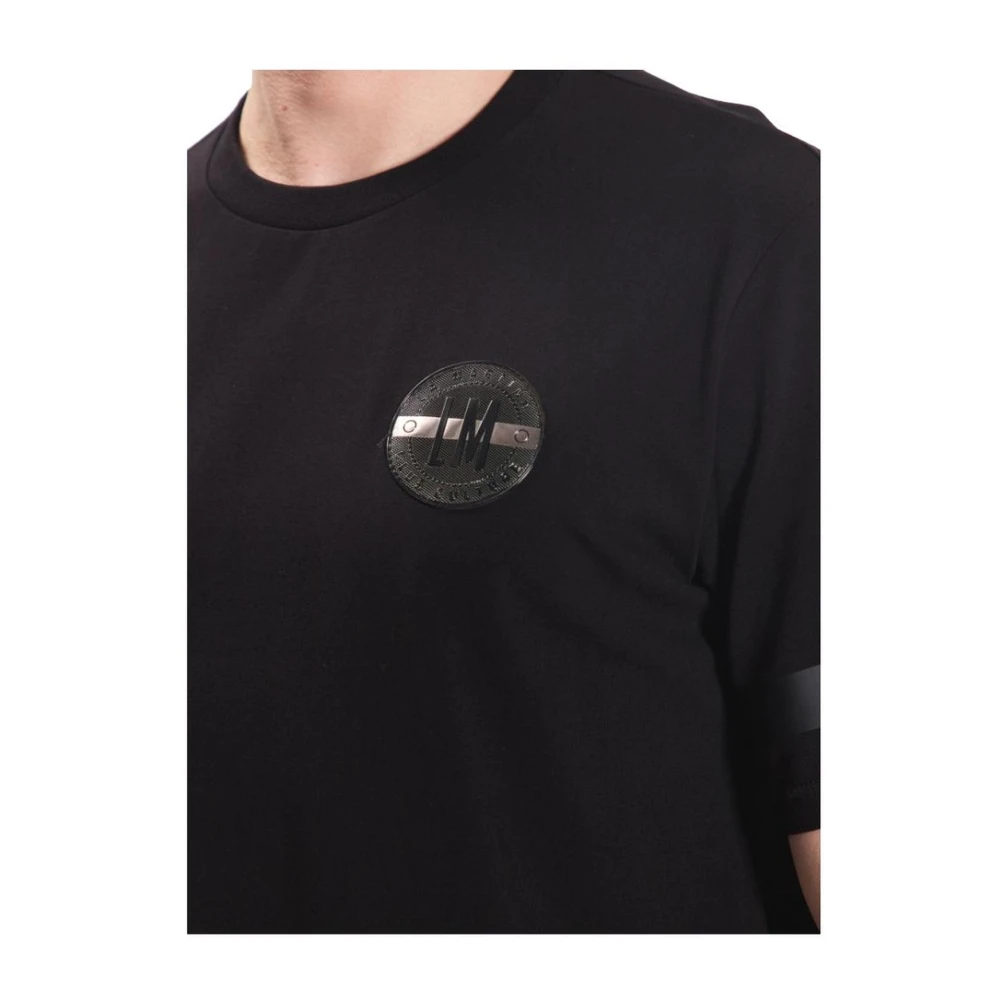 LA MARTINA Zwarte Rubber Logo Jersey T-Shirt Black Heren