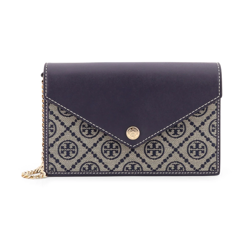 Tory Burch Women's Blue Wallets & Cardholders, One Size, T Monogram Envelope Chain Wallet