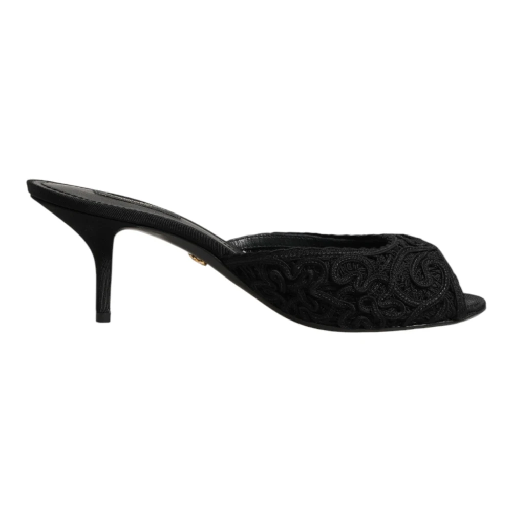 Dolce & Gabbana Women's Black Heeled Mules, 5 Uk, Heeled Slides