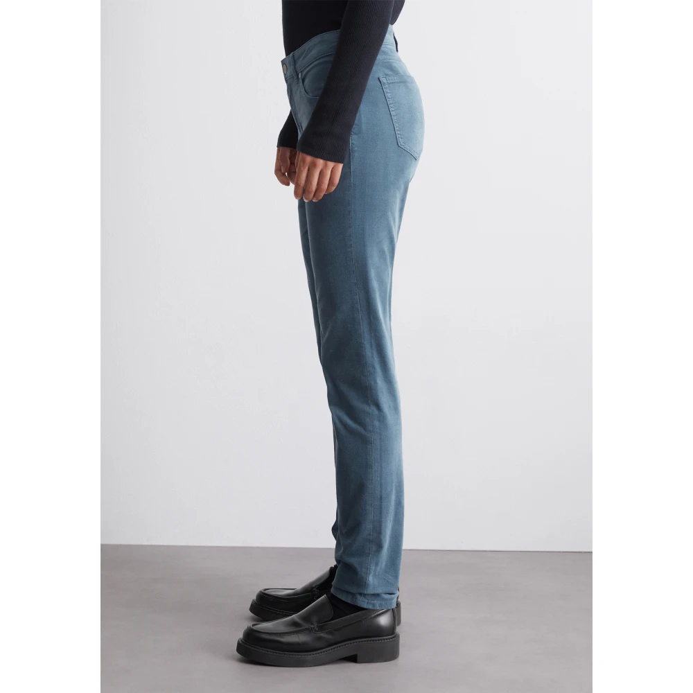 Marc O'Polo Fluwelen broek model Lulea slim Blue Dames