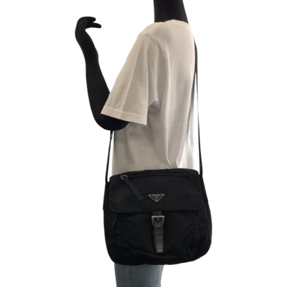 Prada Vintage Pre-owned Canvas crossbody-bags Black Dames