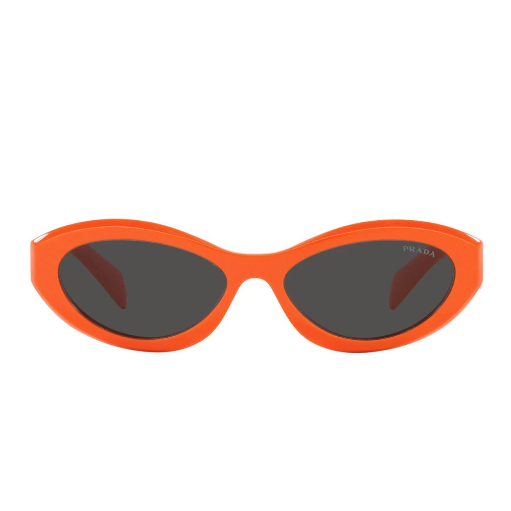 Prada Zonnebril met onregelmatige vorm oranje montuur en donkergrijze lenzen Orange Unisex