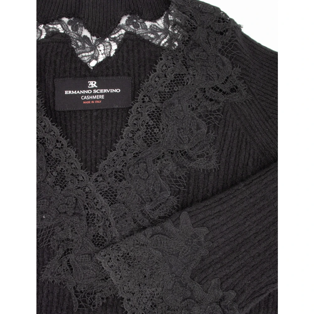 Ermanno Scervino V-hals Kant Trui Black Dames