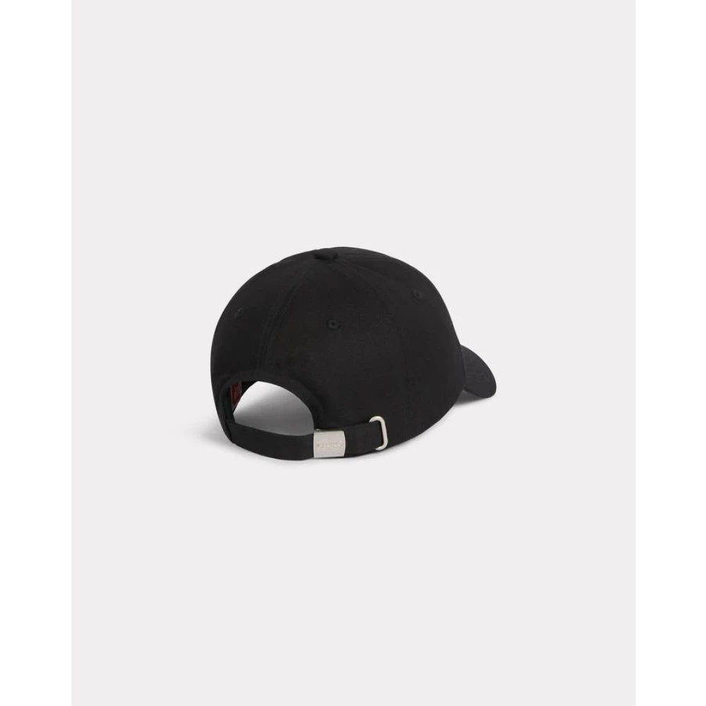 Kenzo Zwarte Katoenen Pet met Boke Bloem Borduursel Black Heren