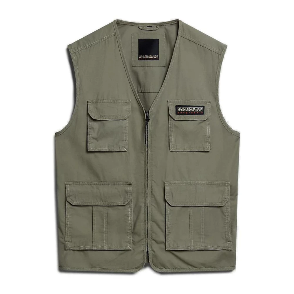 Napapijri Mouwloos Katoenen Vest Mannen Lente Zomer Collectie Green Heren