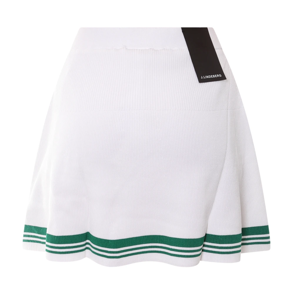 J.LINDEBERG Geribbelde Uitlopende Rok met Logo Detail White Dames