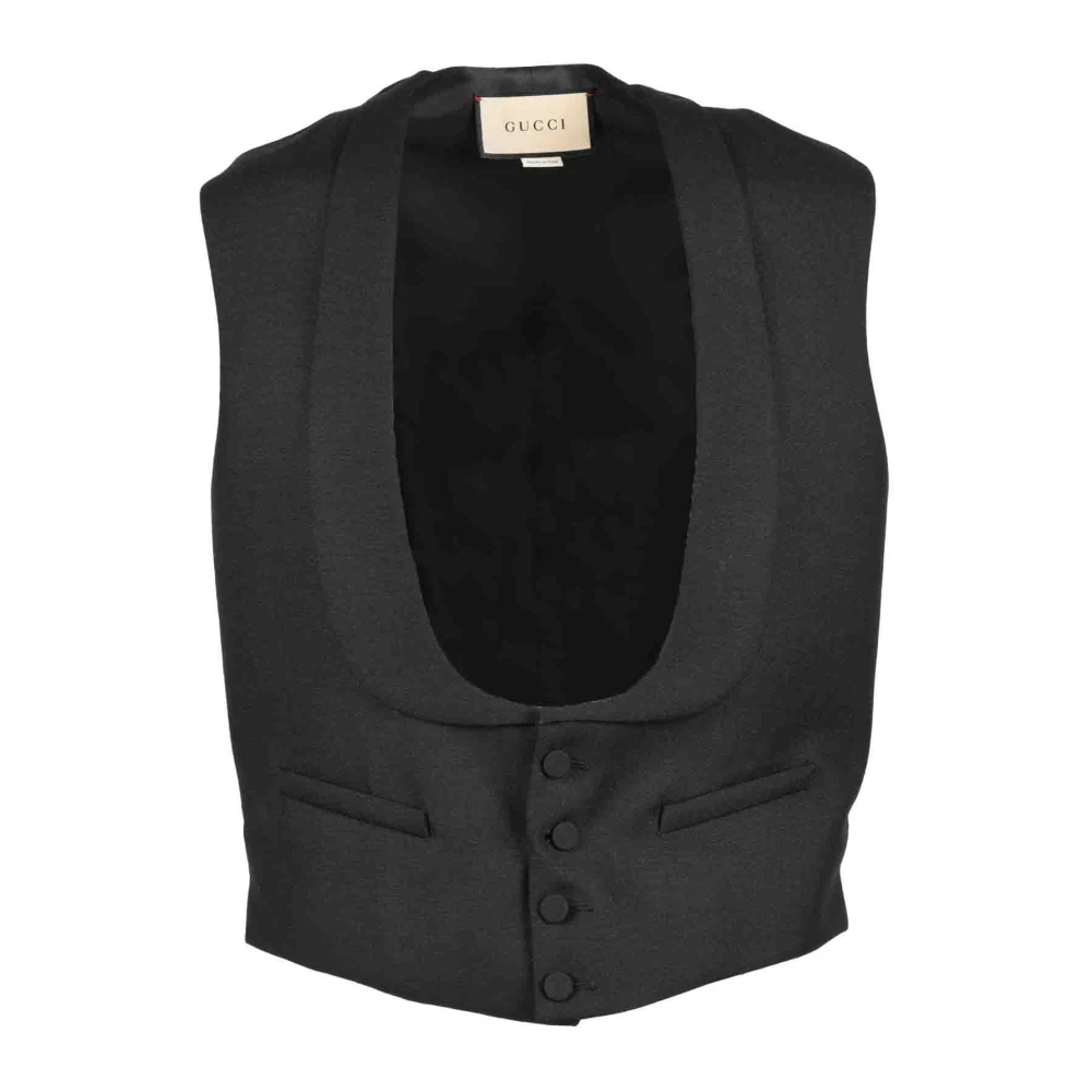 Gucci Wollen Mohair Gilet Black Heren