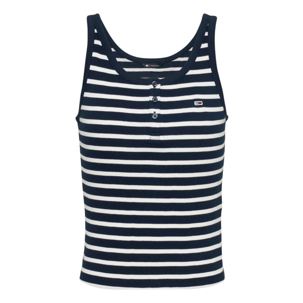 Tommy Jeans Gestreepte mouwloze knoop-tanktop Multicolor Dames