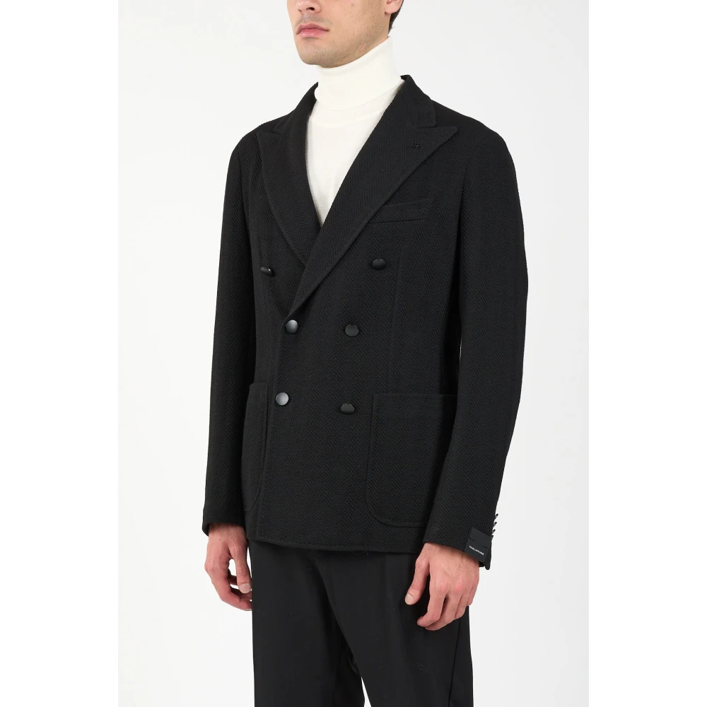 Tagliatore Jersey gebreide blazer Black Heren