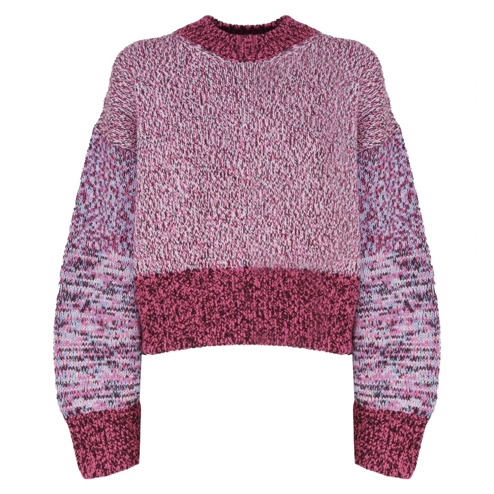 Loewe Runway Multicolor Crewneck Sweater Paars Wol Purple Dames