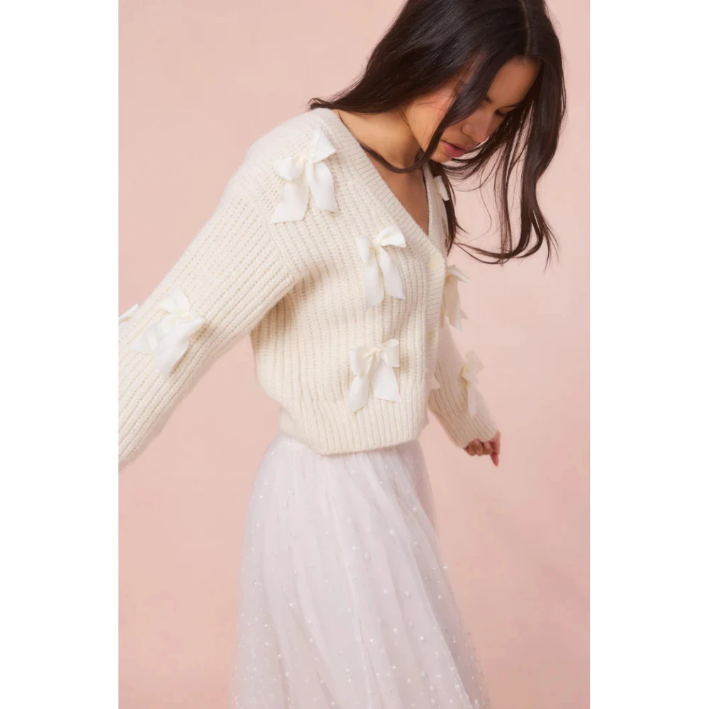 Loveshackfancy Alpaca & Wool Blend Cardigan Snow White Dames