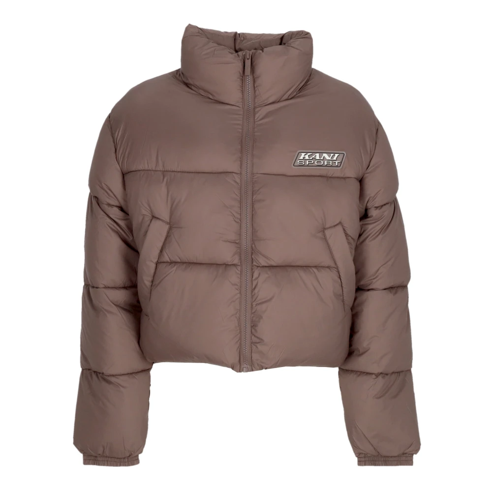 Karl Kani Crop Puffer Jacket met Sport Patch Pink Dames