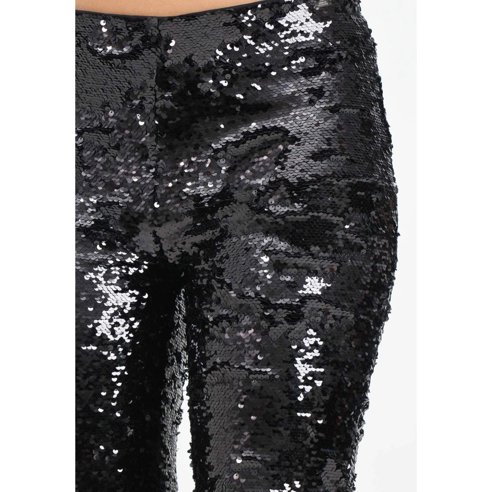Armani Exchange Pailletten Hoge Taille Flare Broek Black Dames
