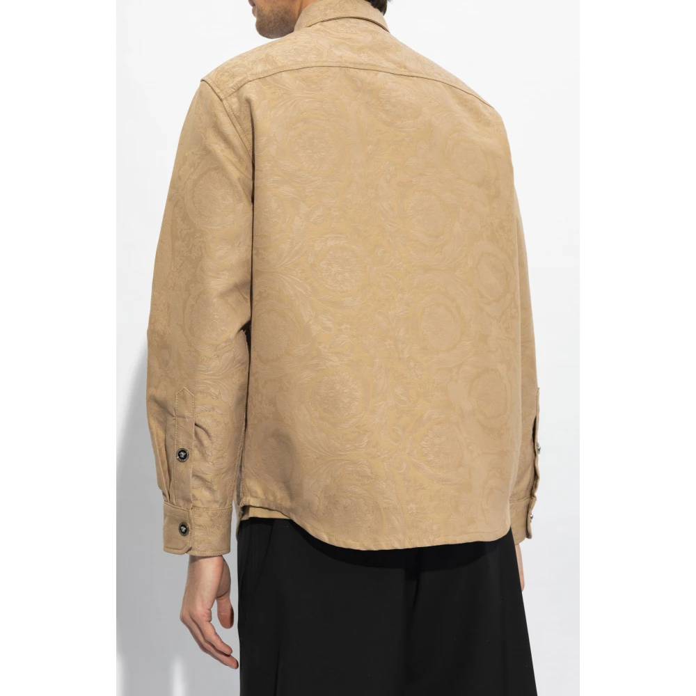 Versace Overhemd met Barocco-patroon Beige Heren