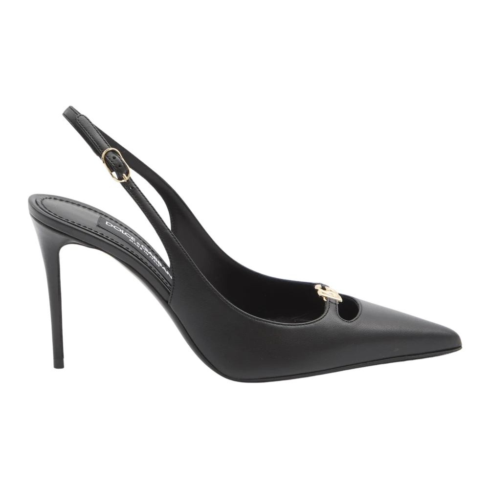 Dolce & Gabbana Leather Pumps With Logo - Female - Pumps - Black - 4 Uk - Shoes