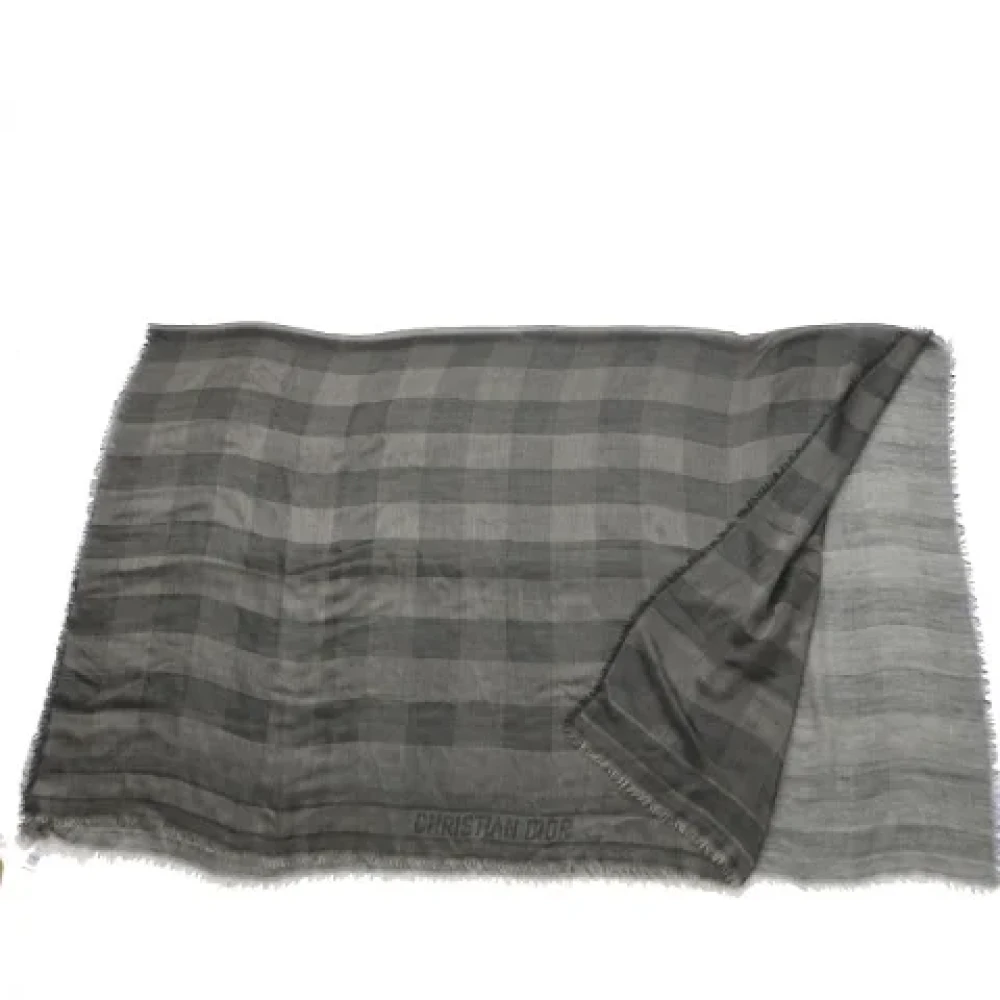 Dior Vintage Pre-owned Cashmere scarves Gray Dames