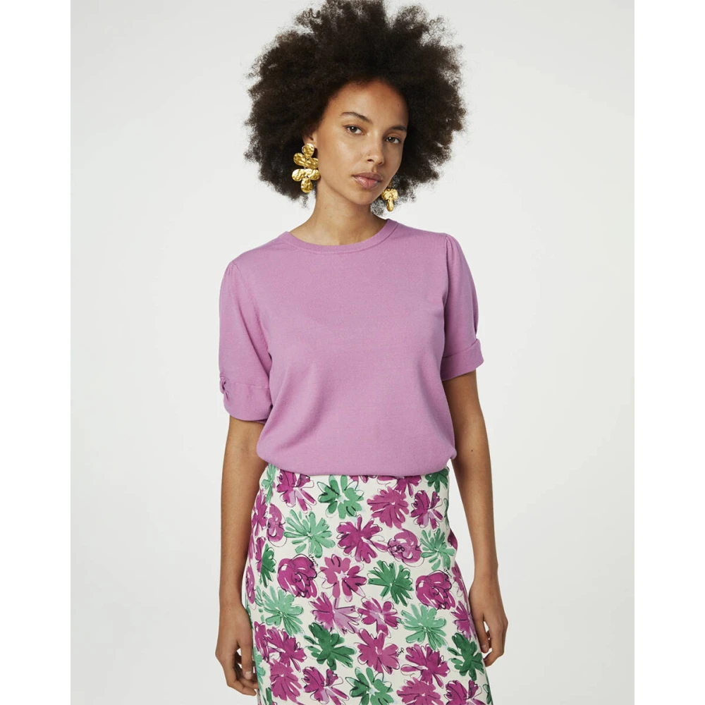 Fabienne Chapot Molly Twist Pullover Korte Mouw Pink Dames