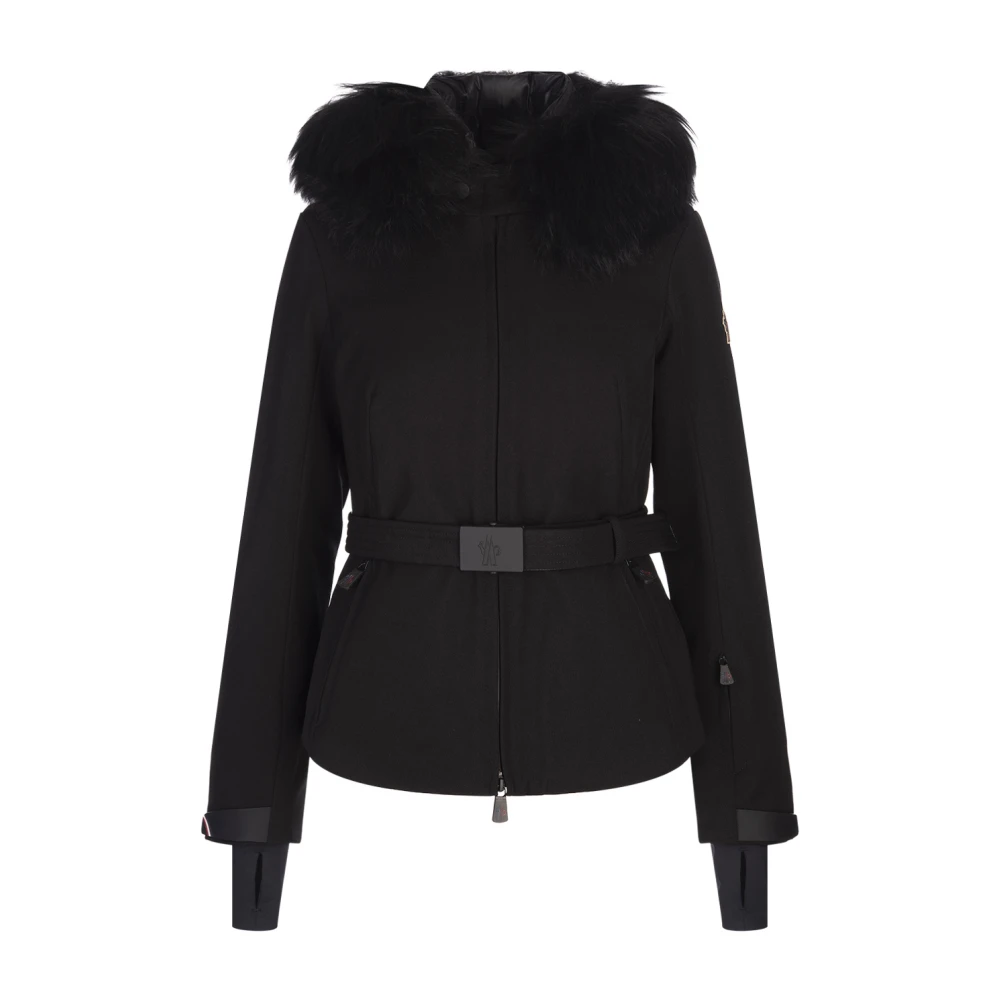 Moncler Zwarte Bauges donsjack met Shearling zoom Black Dames
