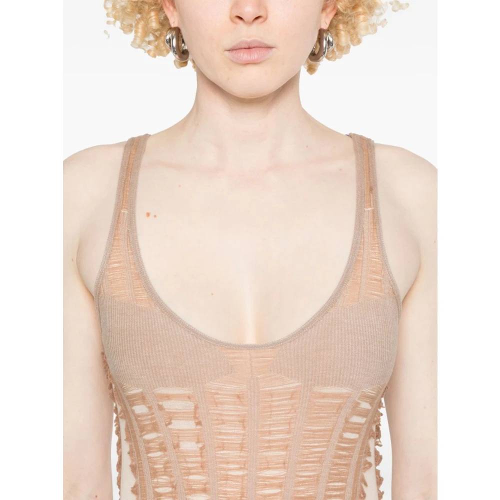 Diesel Beige Mouwloze Top met Ronde Hals Beige Dames