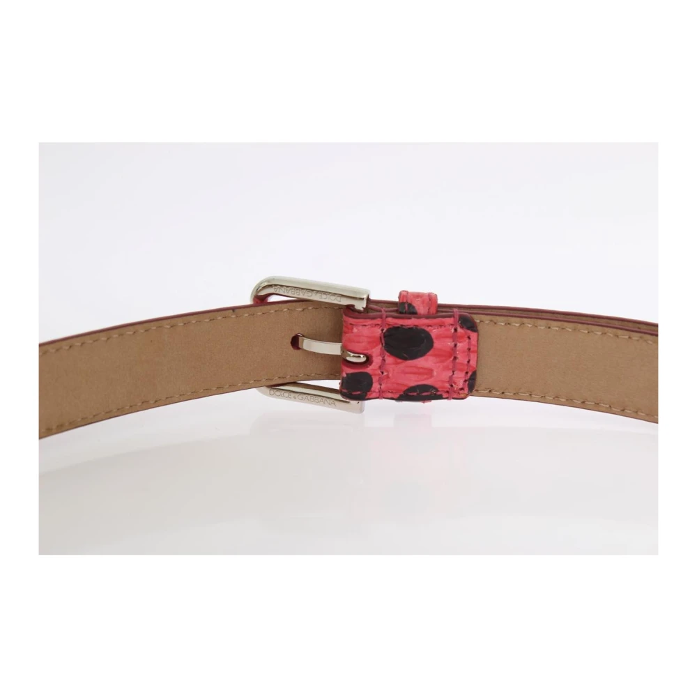Dolce & Gabbana Roze Polka Slangenprint Riem met Zilveren Gesp Multicolor Dames