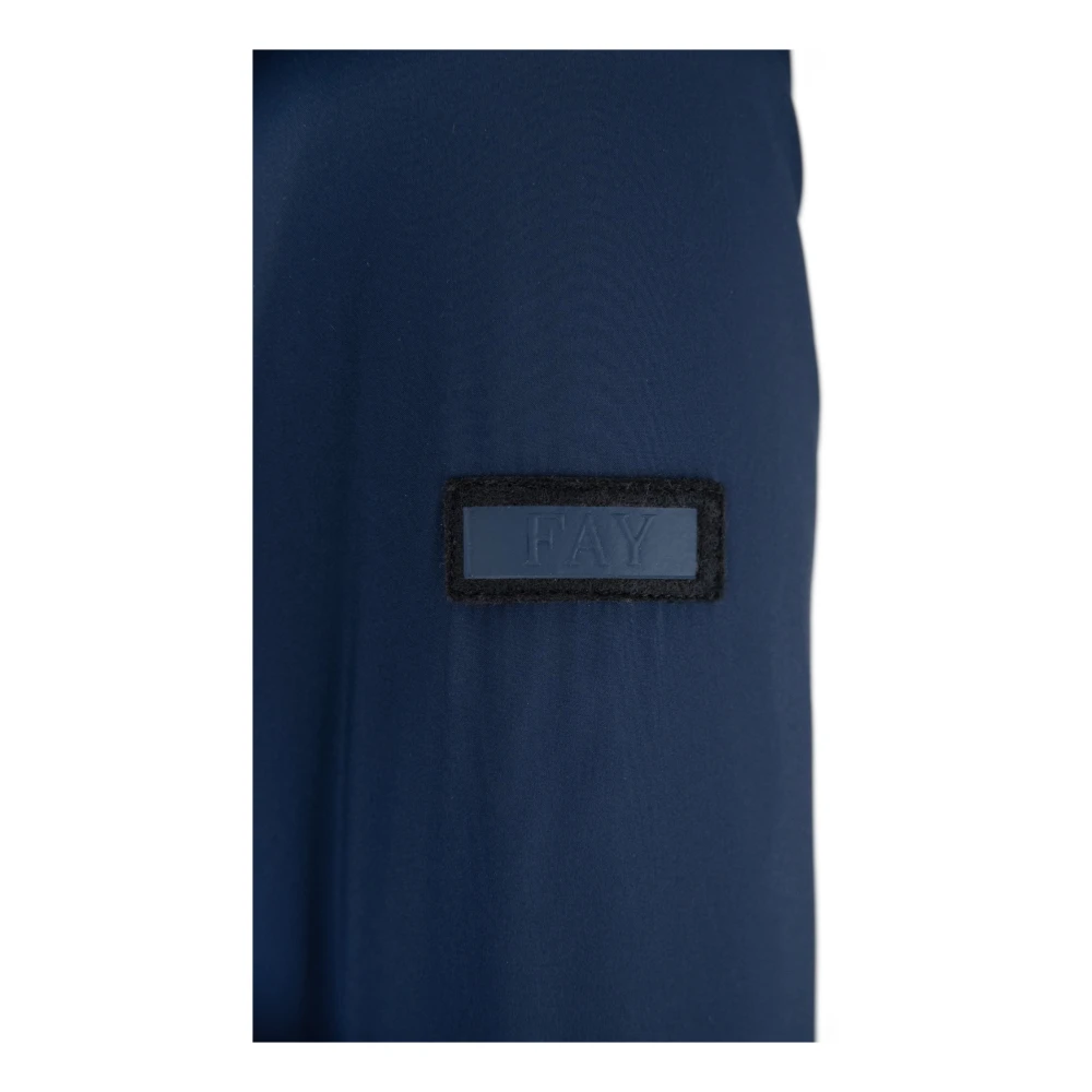 Fay Heren Knop Rits Hooded Puffer Jas Blue Heren
