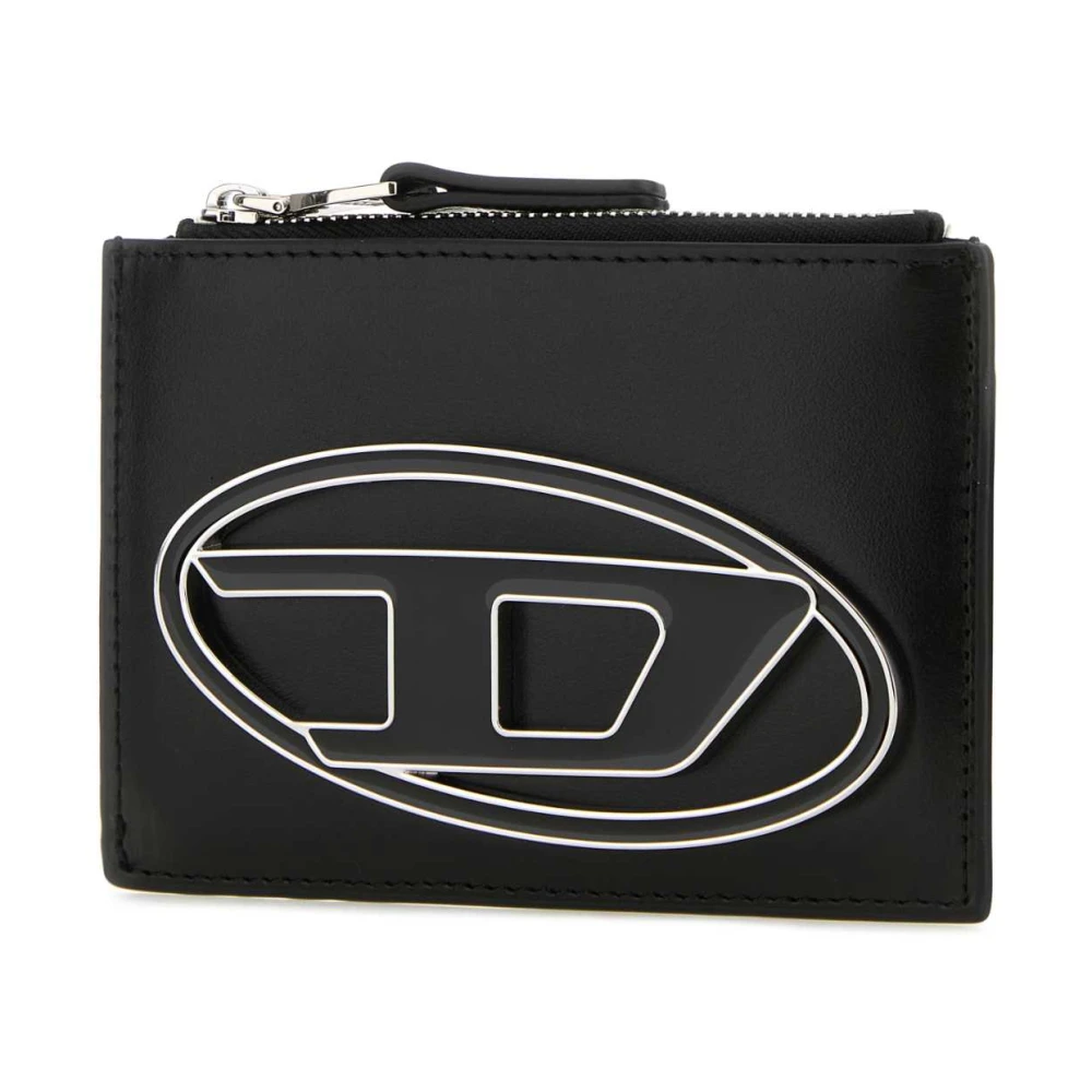 Diesel Zwarte leren kaarthouder Black Dames