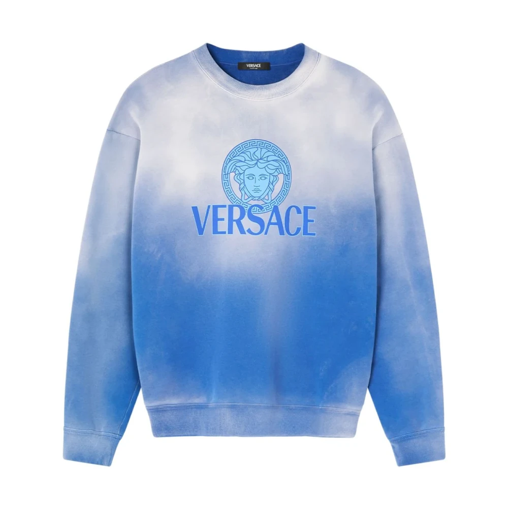 Versace Blauwe Trui met Medusa Motief Blue Heren