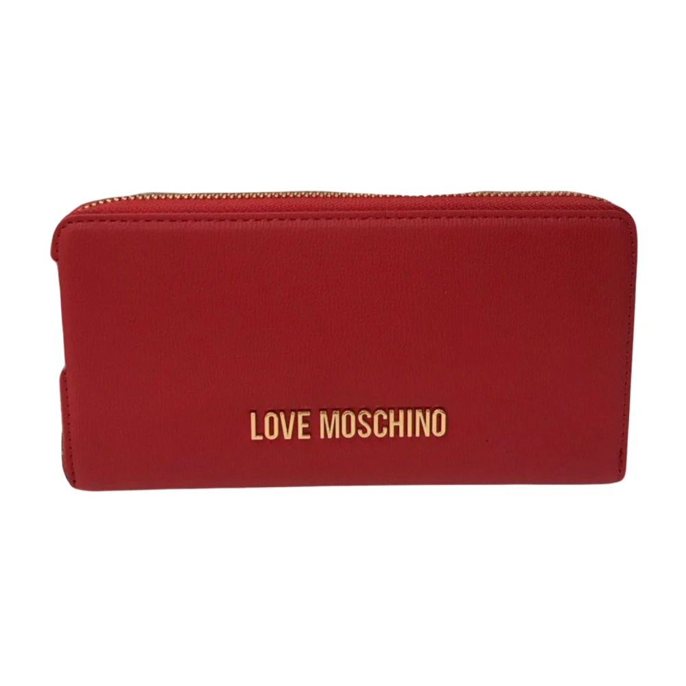 Love Moschino Röd plånbok med dragkedja och mynt- och kortfack Red, Dam