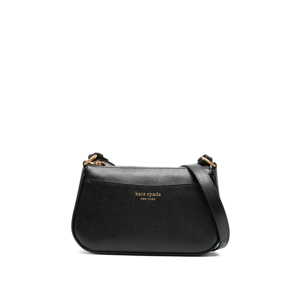 Kate Spade Zwarte Leren Schoudertas met Goudkleurige Accenten Black Dames