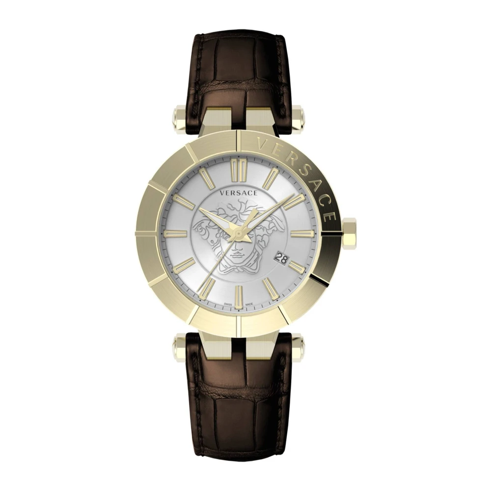 Versace Men's Gray V-Race Restyling Leather Date Watch