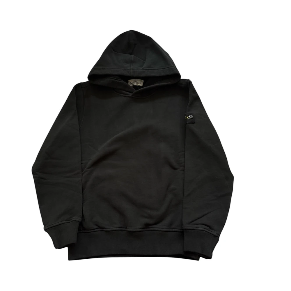Stone Island , Kids Sweatshirts, Unisex, Black, 12 Y, Compass Patch Zip-Up Hoodie