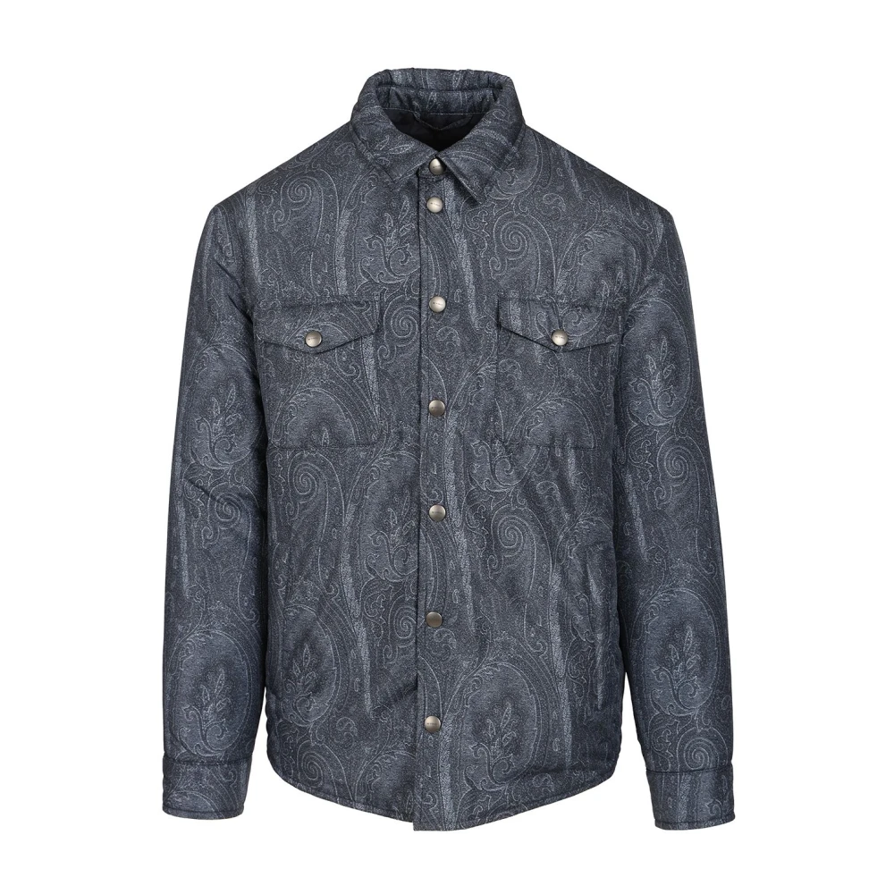 Etro Blue Light Jackets, Male, L, Paisley Overshirt
