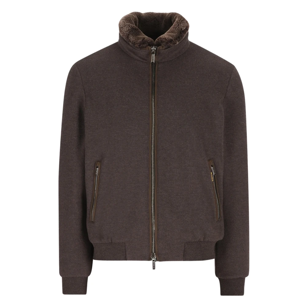 Moorer Pocket Zip-Up Jacket - Male - Cardigans - Brown - M - Knitwear