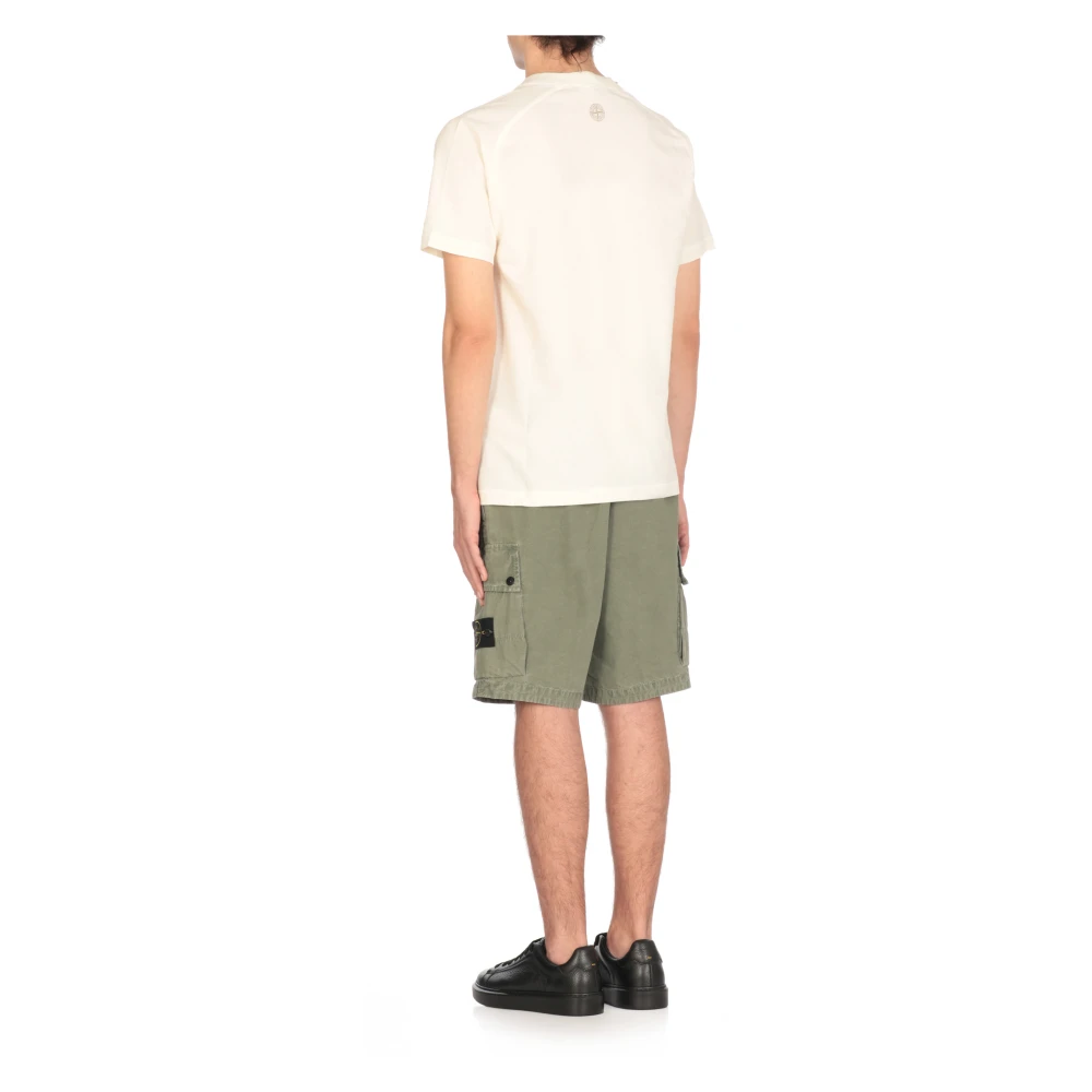 Stone Island Heren Ivory Katoenen T-shirt met Logo Beige Heren