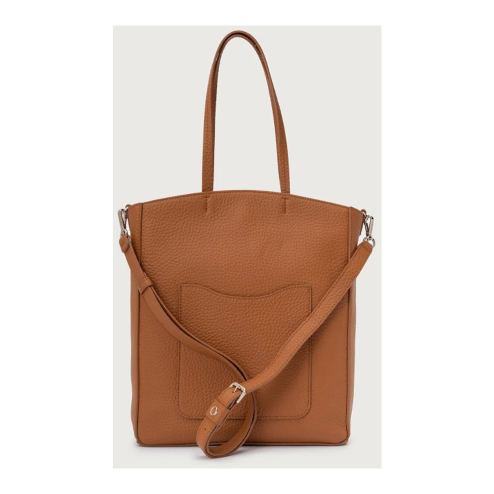 Orciani Bruine leren handtas met ritsvak Brown Dames