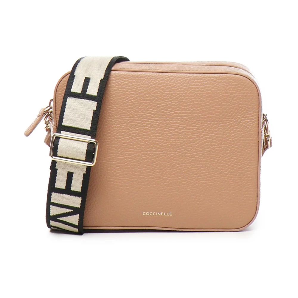Coccinelle Stijlvolle leren crossbody tas met rits Beige Dames
