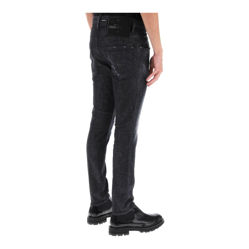 Dsquared2 Zwarte Skater Jeans met Distressed Details Black Heren