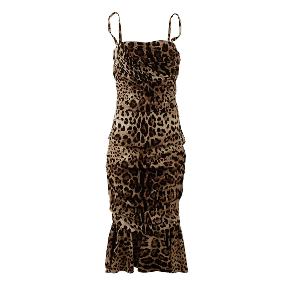 Dolce & Gabbana Multicolor Ruched Cady Midi Dress
