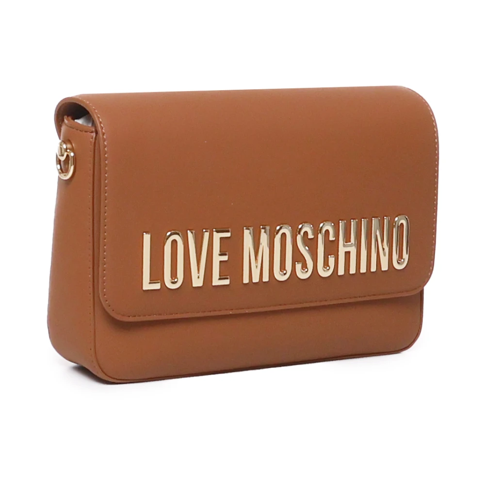 Love Moschino Bruine Schoudertas met Metalen Logo Brown Dames