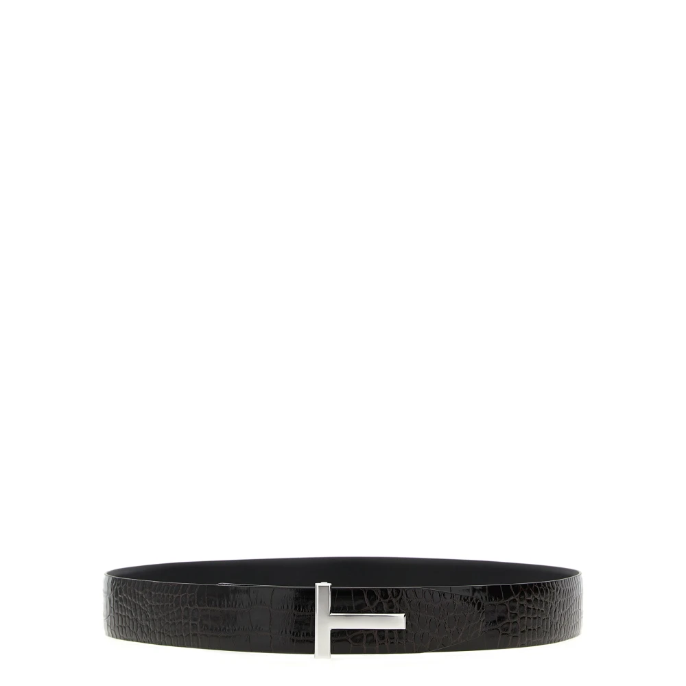 Tom Ford Men's Brown Reversible Crocodile Leather Belt