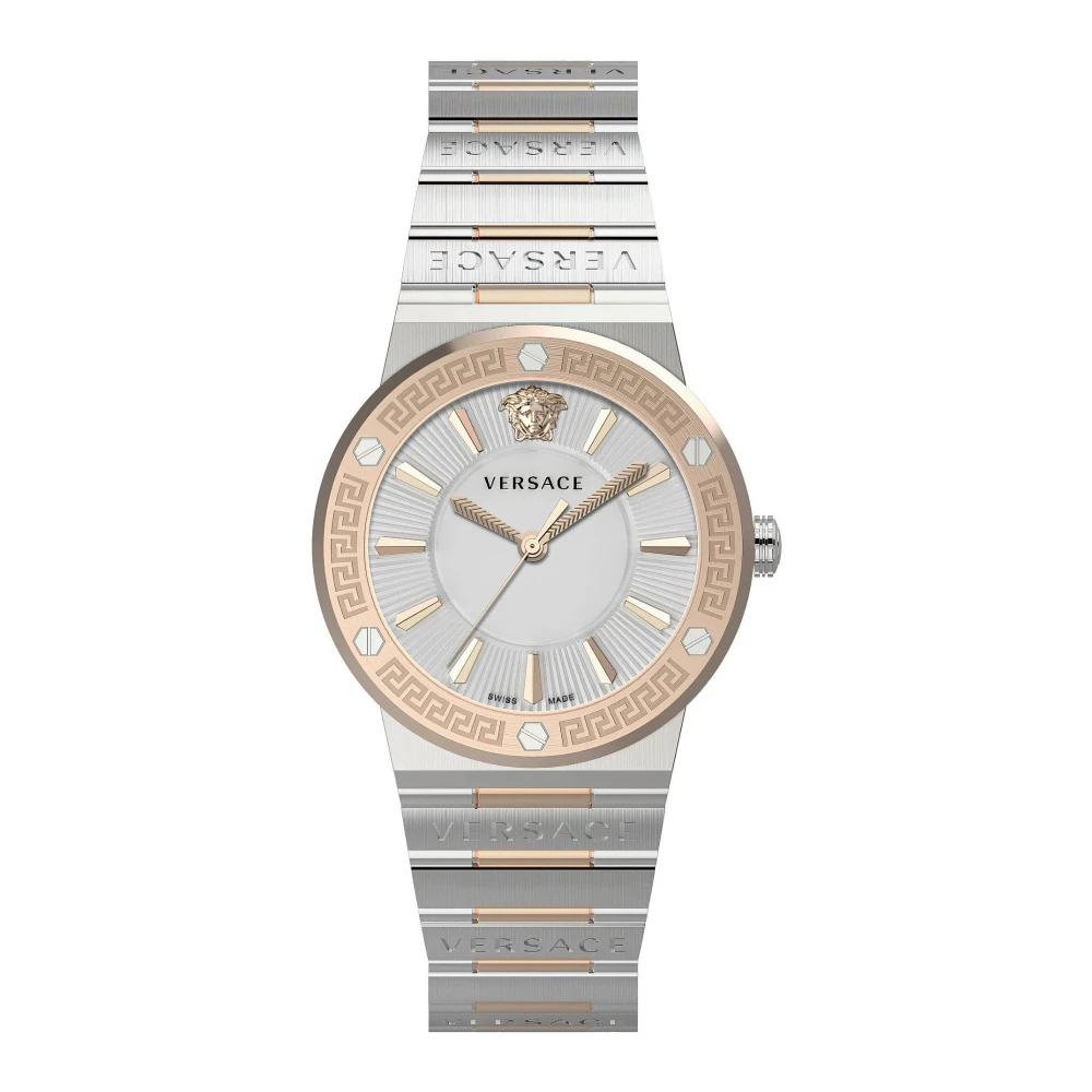 Versace Men's Silver/Gold Wo's Watch Greca Logo Vevh01020